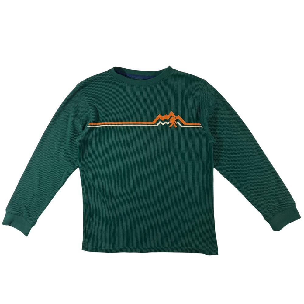 Boys Large 14/16 Green Ribbed Long Sleeve Shirt Bigfoot Mountain